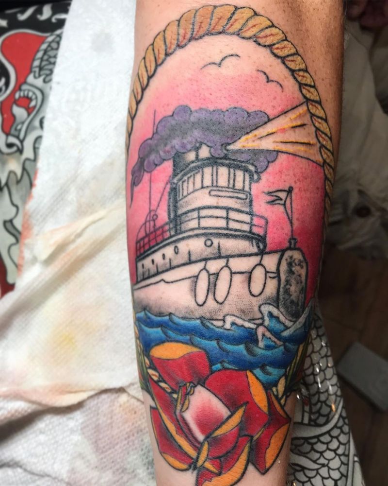 30 Pretty Tugboat Tattoos for Your Inspiration