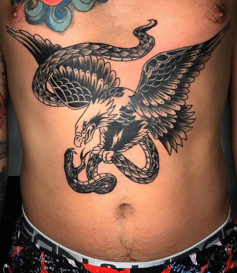 30 Gorgeous Eagle and Snake Tattoos to Inspire You