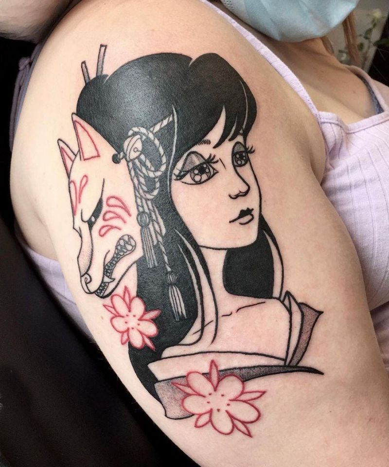 30 Pretty Kitsune Mask Tattoos to Inspire You