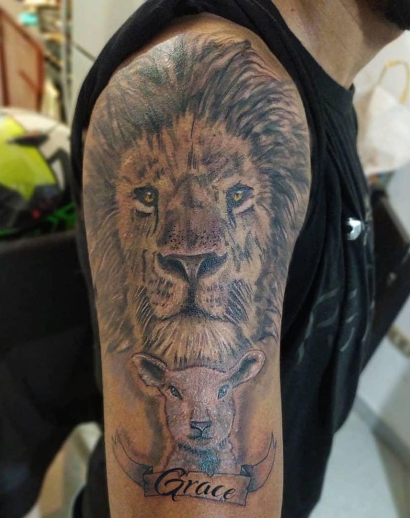 30 Pretty Lion and Lamb Tattoos You Must Love