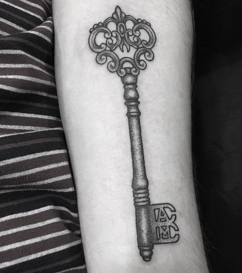 30 Pretty Skeleton Key Tattoos You Can Copy