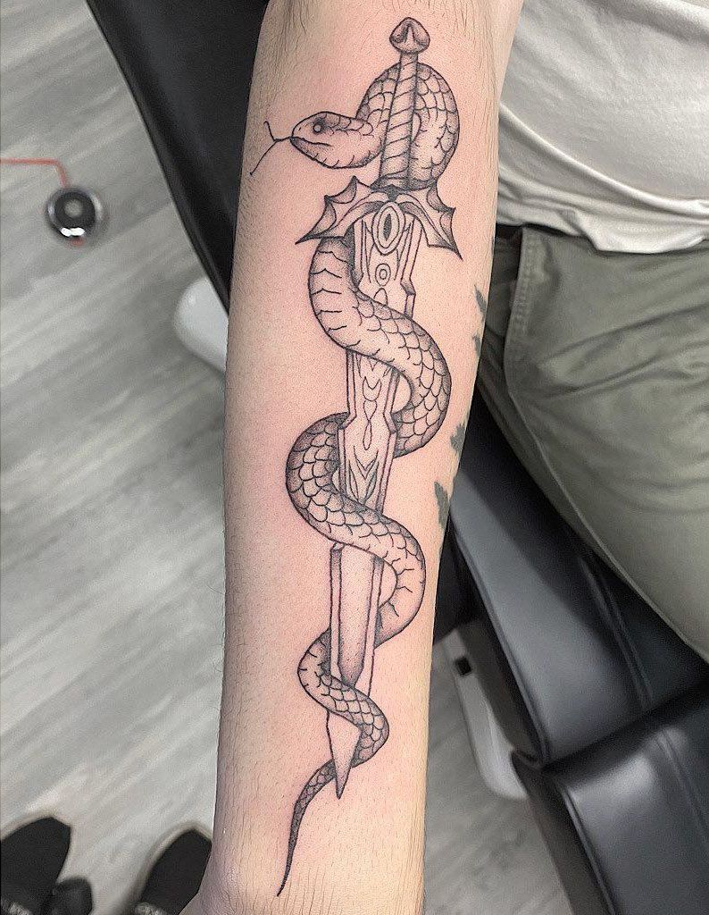 30 Pretty Snake and Sword Tattoos You Will Love