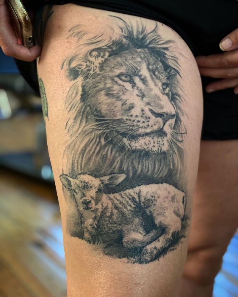 30 Pretty Lion and Lamb Tattoos You Must Love