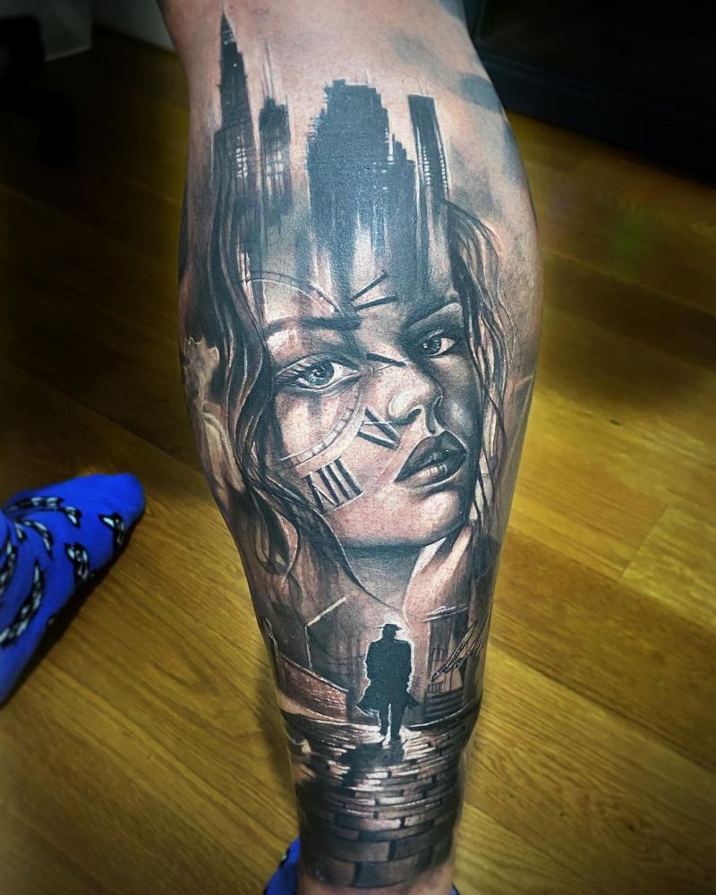 30 Pretty Double Exposure Tattoos to Inspire You