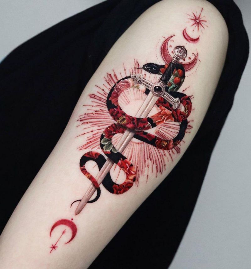 30 Pretty Snake and Sword Tattoos You Will Love