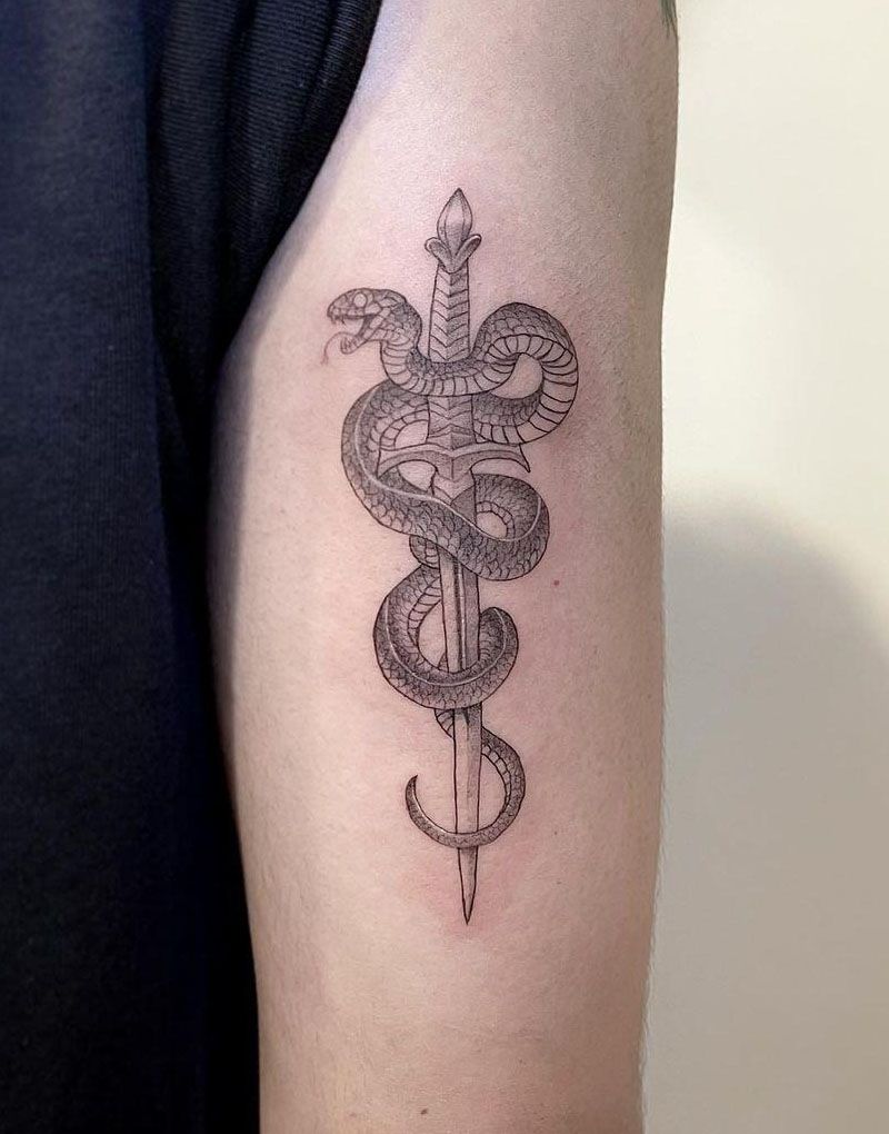 30 Pretty Snake and Sword Tattoos You Will Love