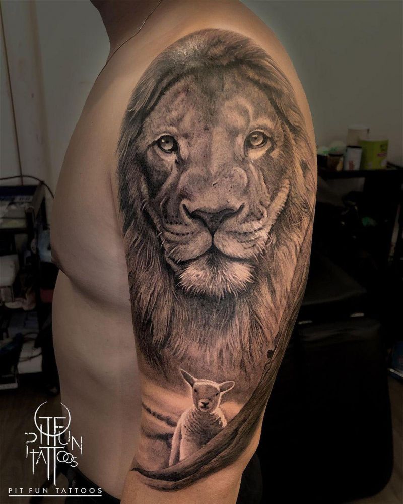 30 Pretty Lion and Lamb Tattoos You Must Love