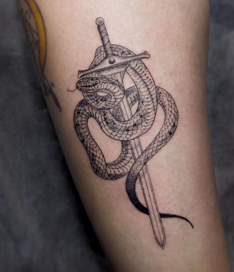 30 Pretty Snake and Sword Tattoos You Will Love