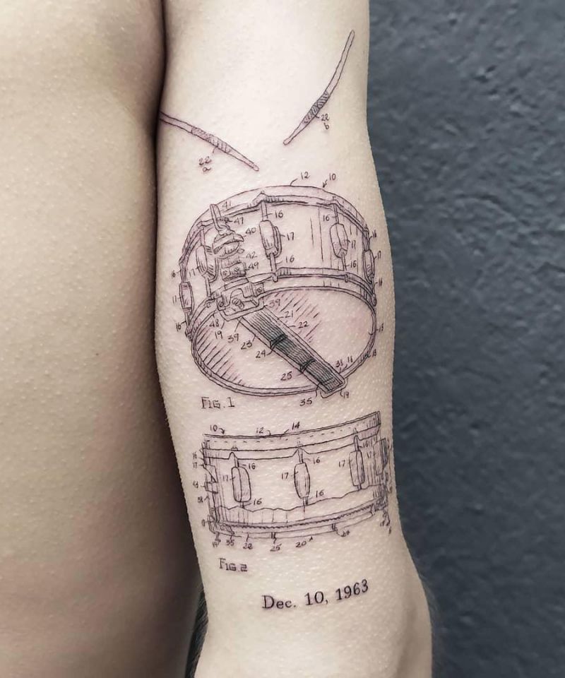 30 Pretty Drum Tattoos You Must Love