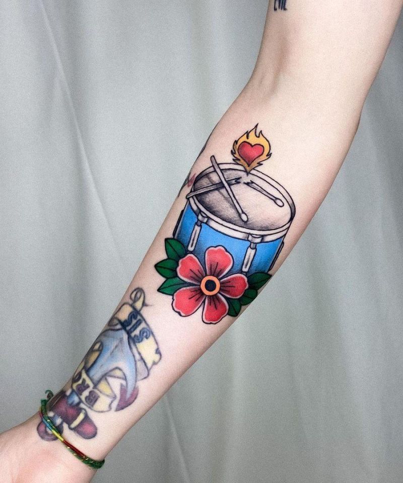 30 Pretty Drum Tattoos You Must Love