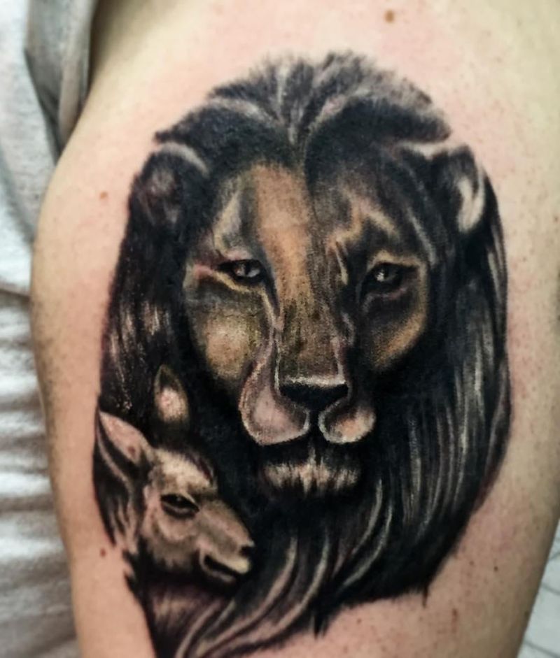 30 Pretty Lion and Lamb Tattoos You Must Love