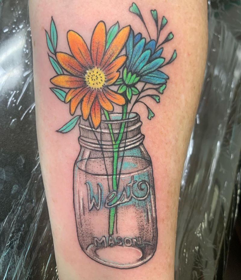 30 Pretty Mason Jar Tattoos You Must Love