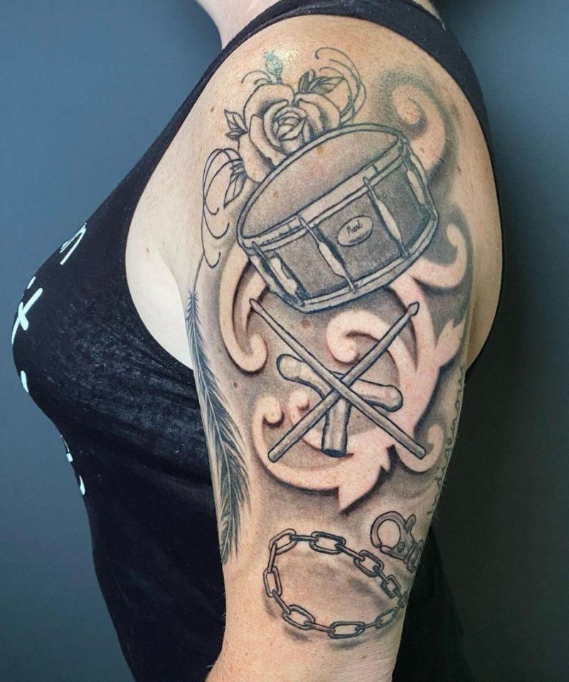 30 Pretty Drum Tattoos You Must Love