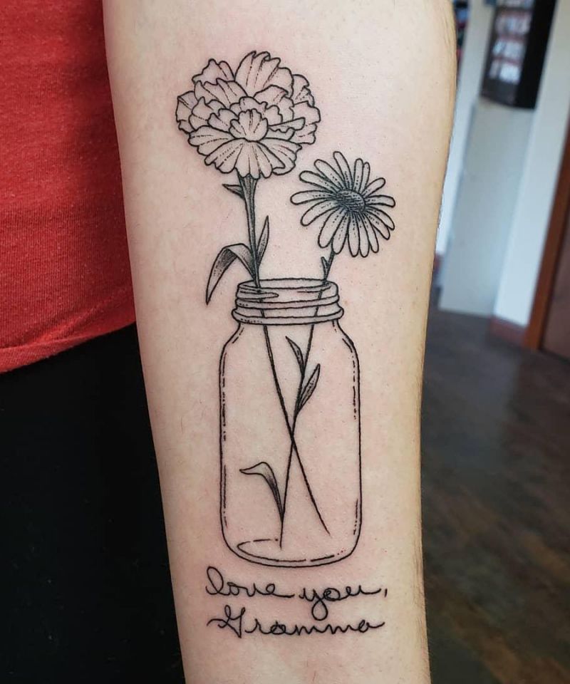 30 Pretty Mason Jar Tattoos You Must Love