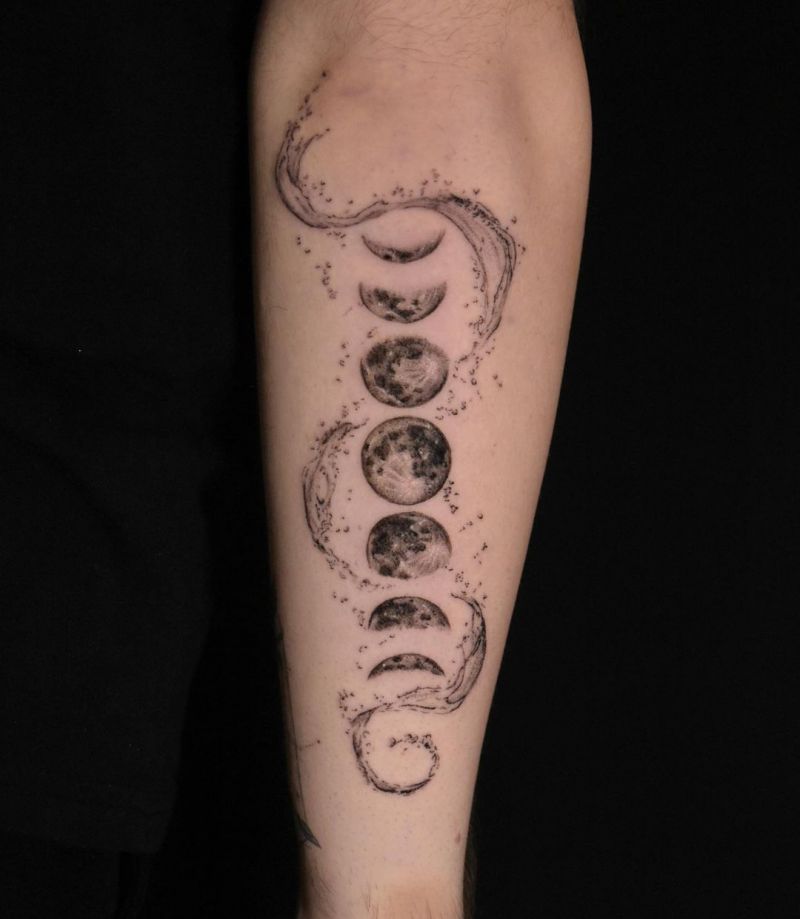 30 Pretty Moon Phase Tattoos You Must Love