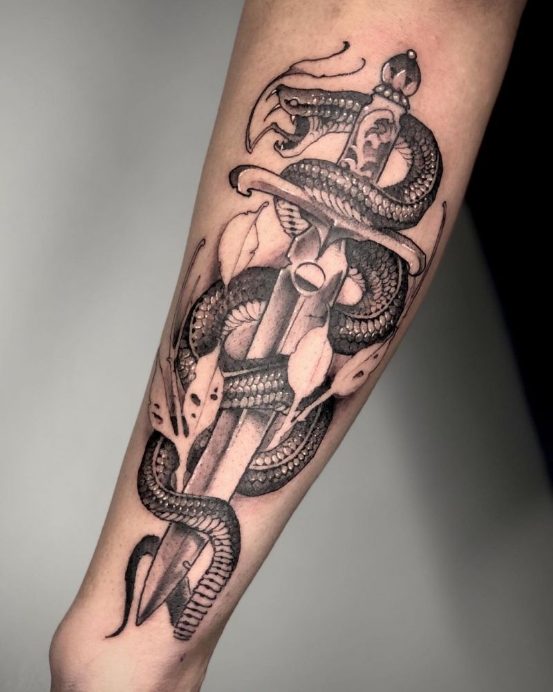 30 Pretty Snake and Sword Tattoos You Will Love