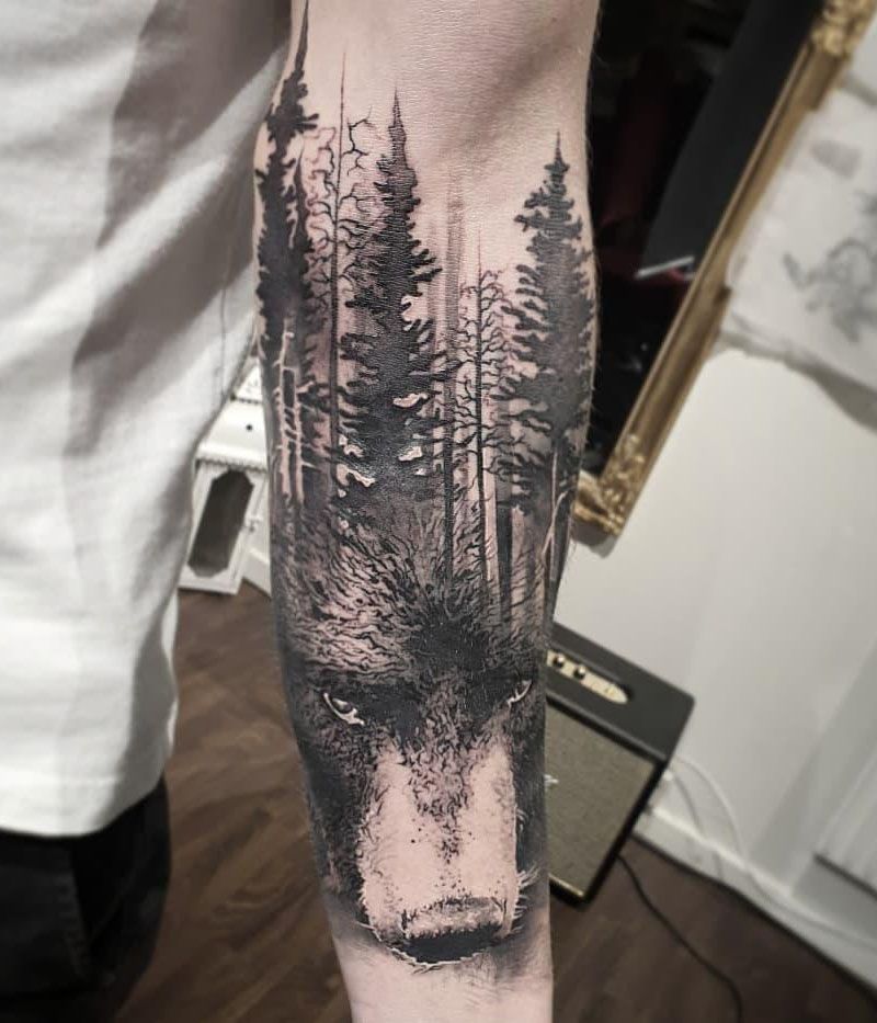 30 Pretty Double Exposure Tattoos to Inspire You