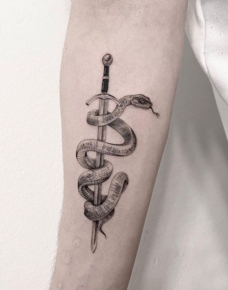 30 Pretty Snake and Sword Tattoos You Will Love