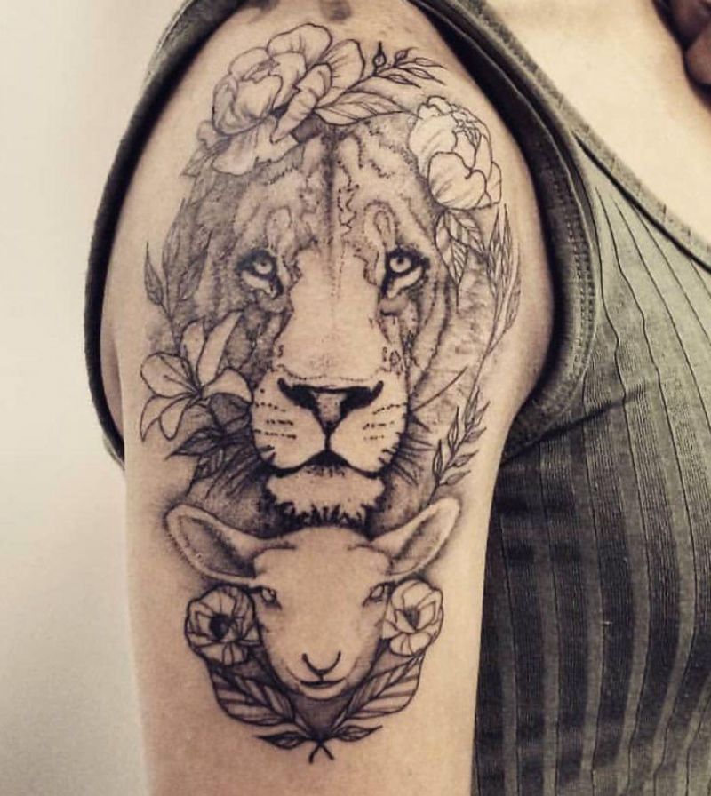 30 Pretty Lion and Lamb Tattoos You Must Love