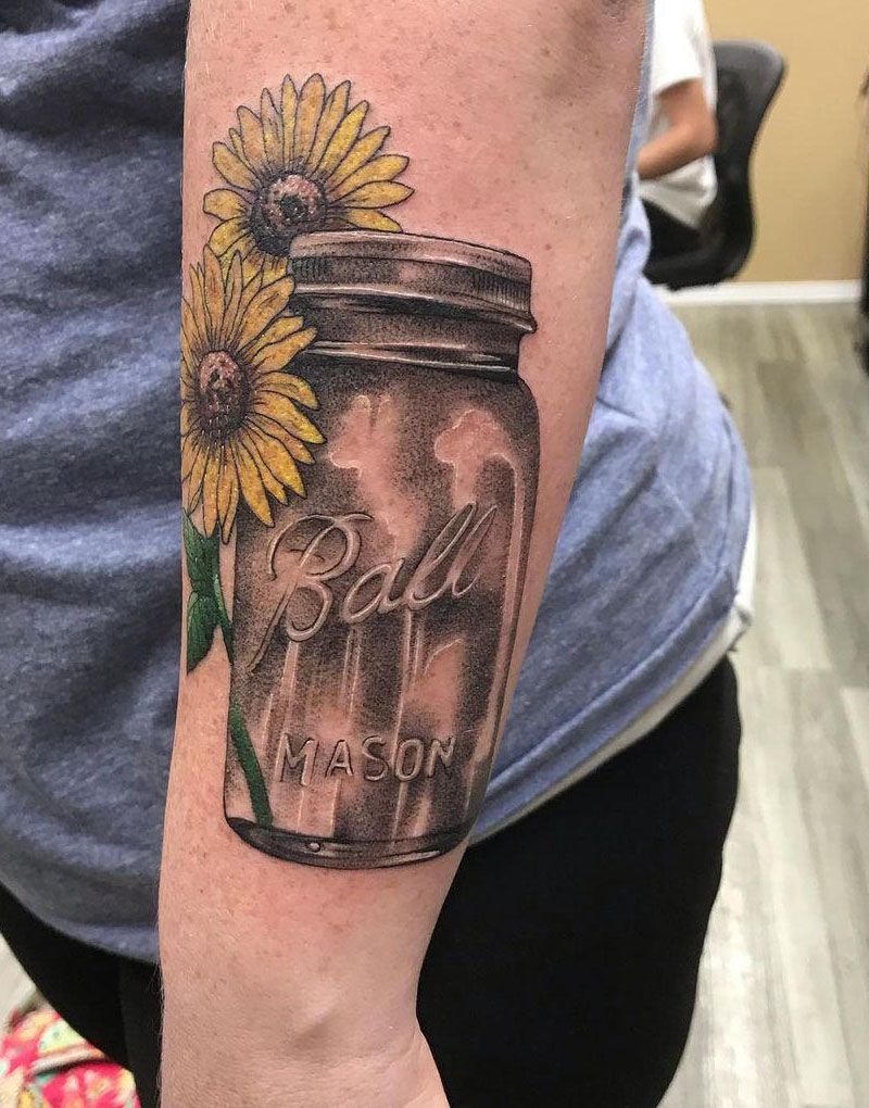 30 Pretty Mason Jar Tattoos You Must Love