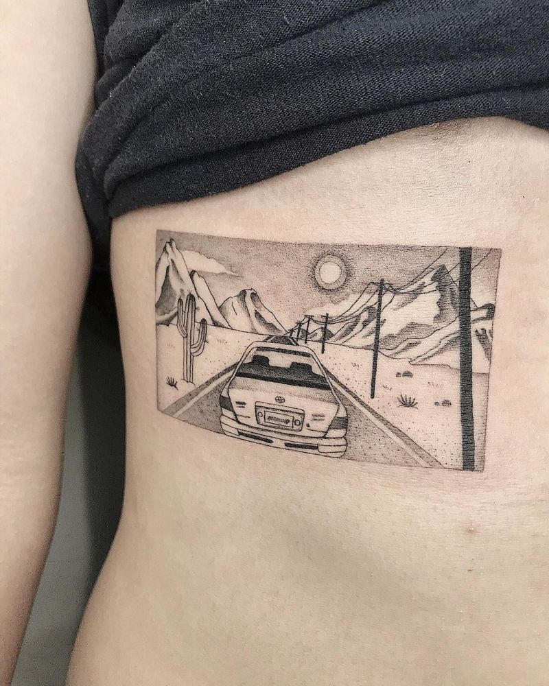 30 Pretty Road Trip Tattoos to Inspire You