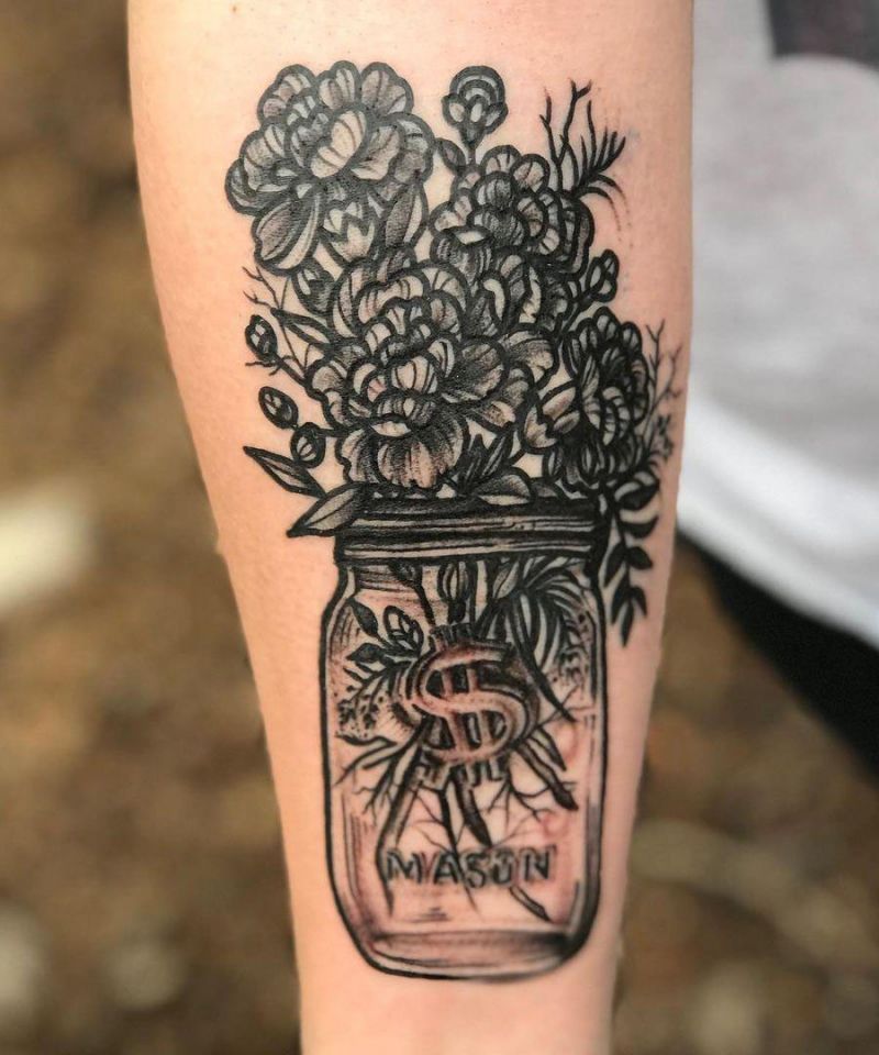 30 Pretty Mason Jar Tattoos You Must Love