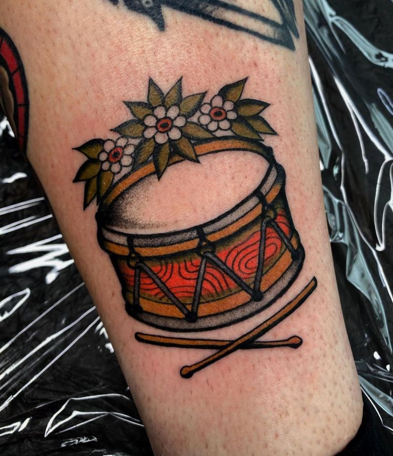 30 Pretty Drum Tattoos You Must Love