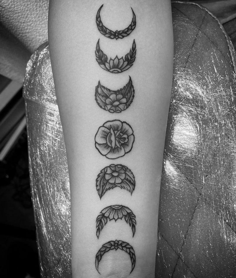 30 Pretty Moon Phase Tattoos You Must Love