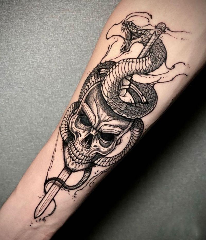 30 Pretty Snake and Sword Tattoos You Will Love