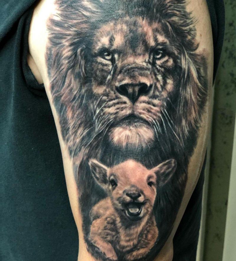 30 Pretty Lion and Lamb Tattoos You Must Love