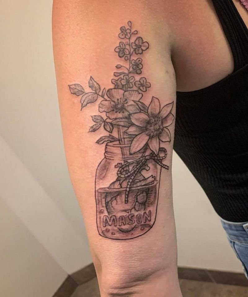 30 Pretty Mason Jar Tattoos You Must Love