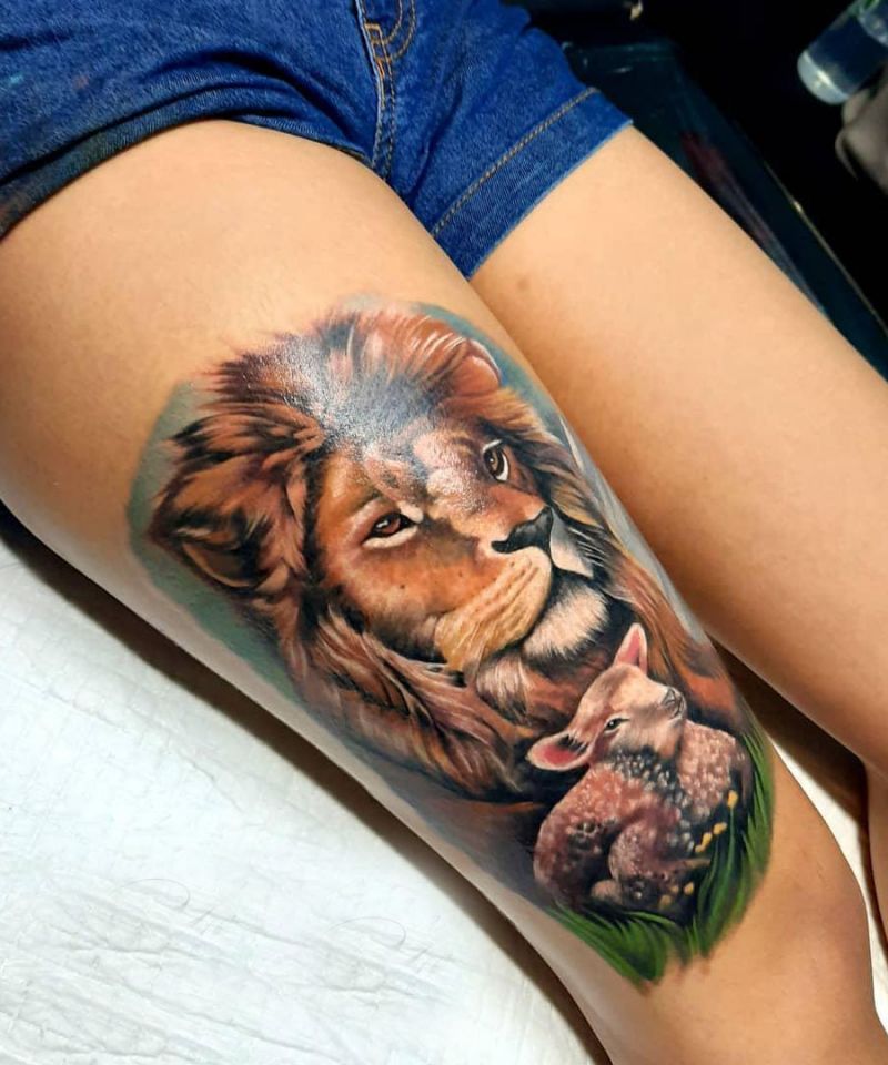 30 Pretty Lion and Lamb Tattoos You Must Love