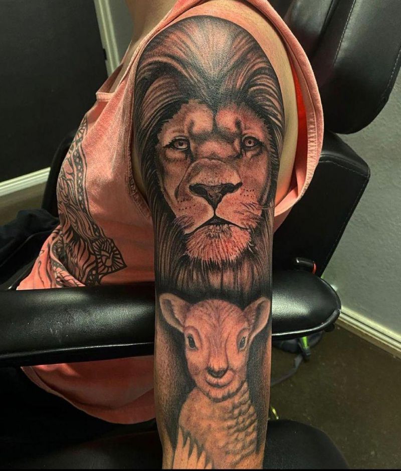 30 Pretty Lion and Lamb Tattoos You Must Love