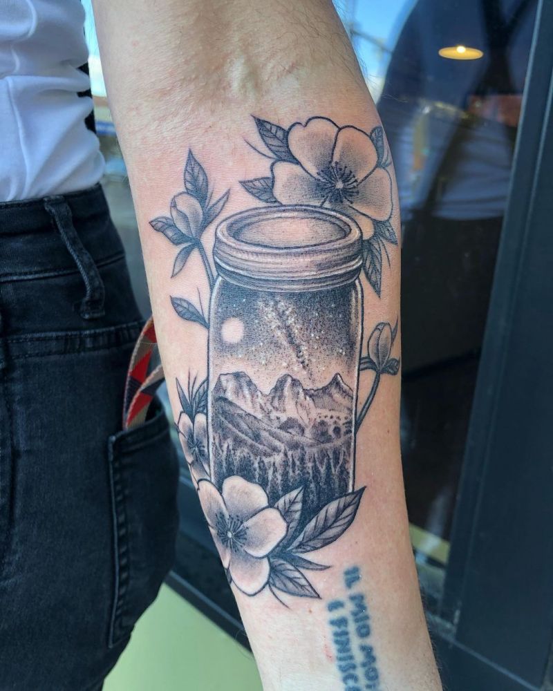 30 Pretty Mason Jar Tattoos You Must Love