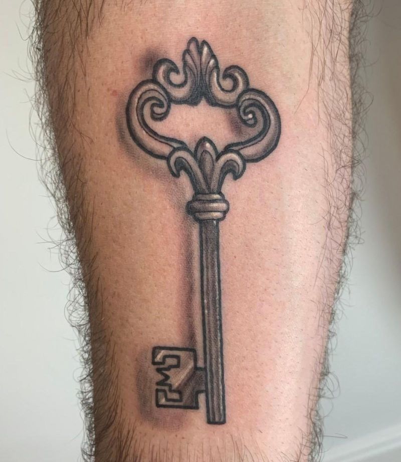 30 Pretty Skeleton Key Tattoos You Can Copy