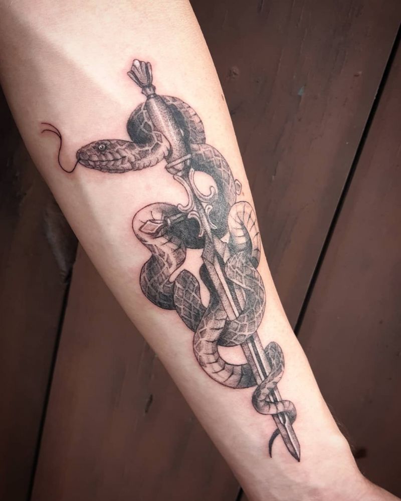 30 Pretty Snake and Sword Tattoos You Will Love