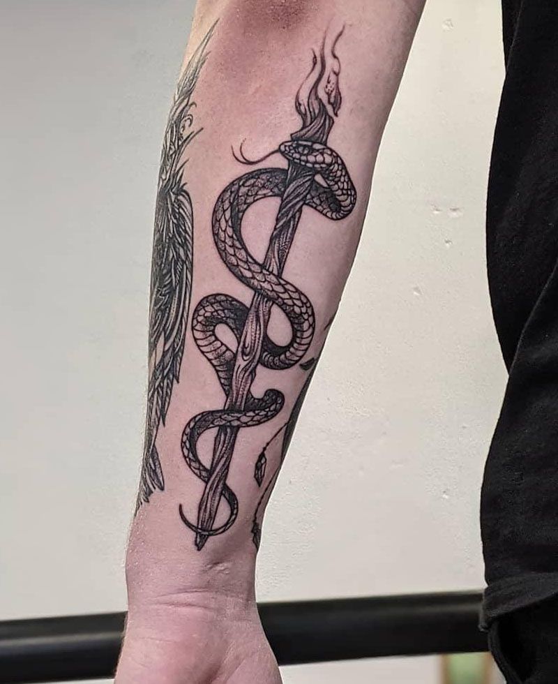 30 Unique Asclepius Tattoos You Must See