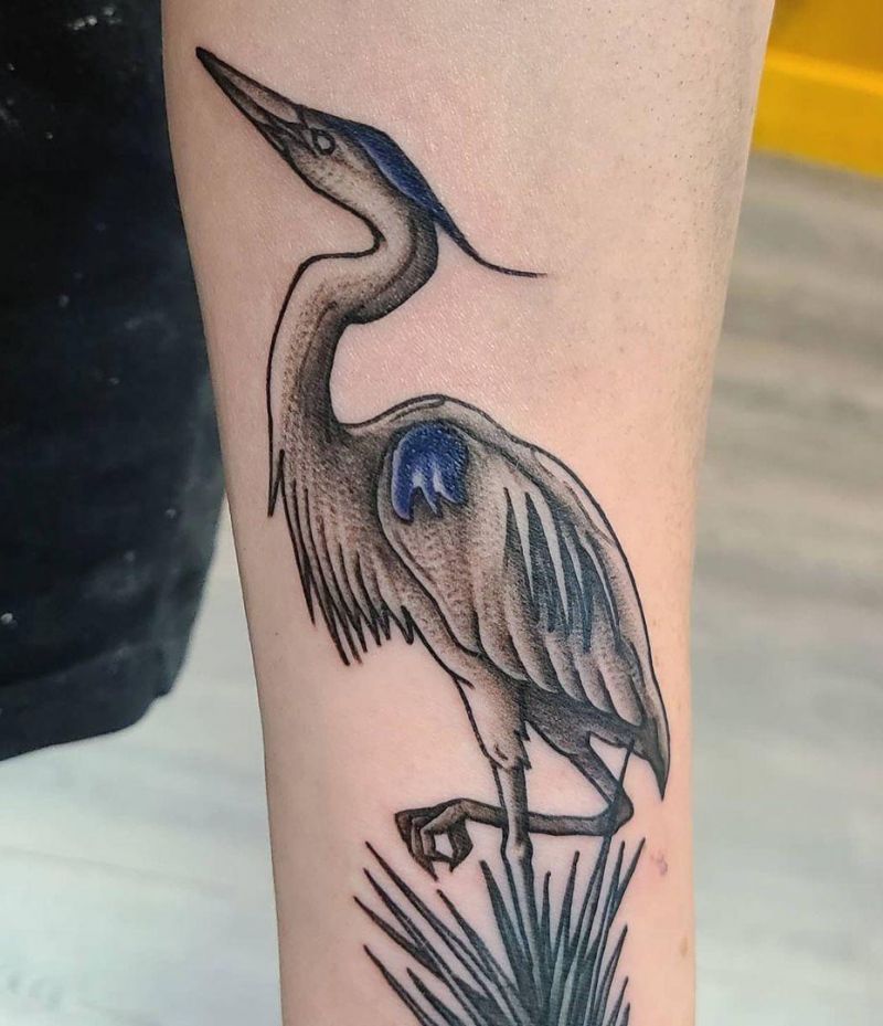 30 Pretty Blue Heron Tattoos You Must Love