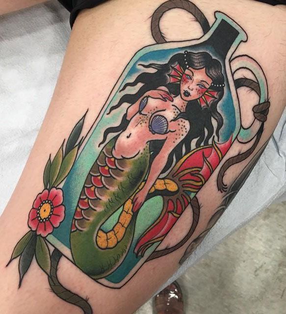 10 Cool Mermaid In A Bottle Tattoos You Must Love