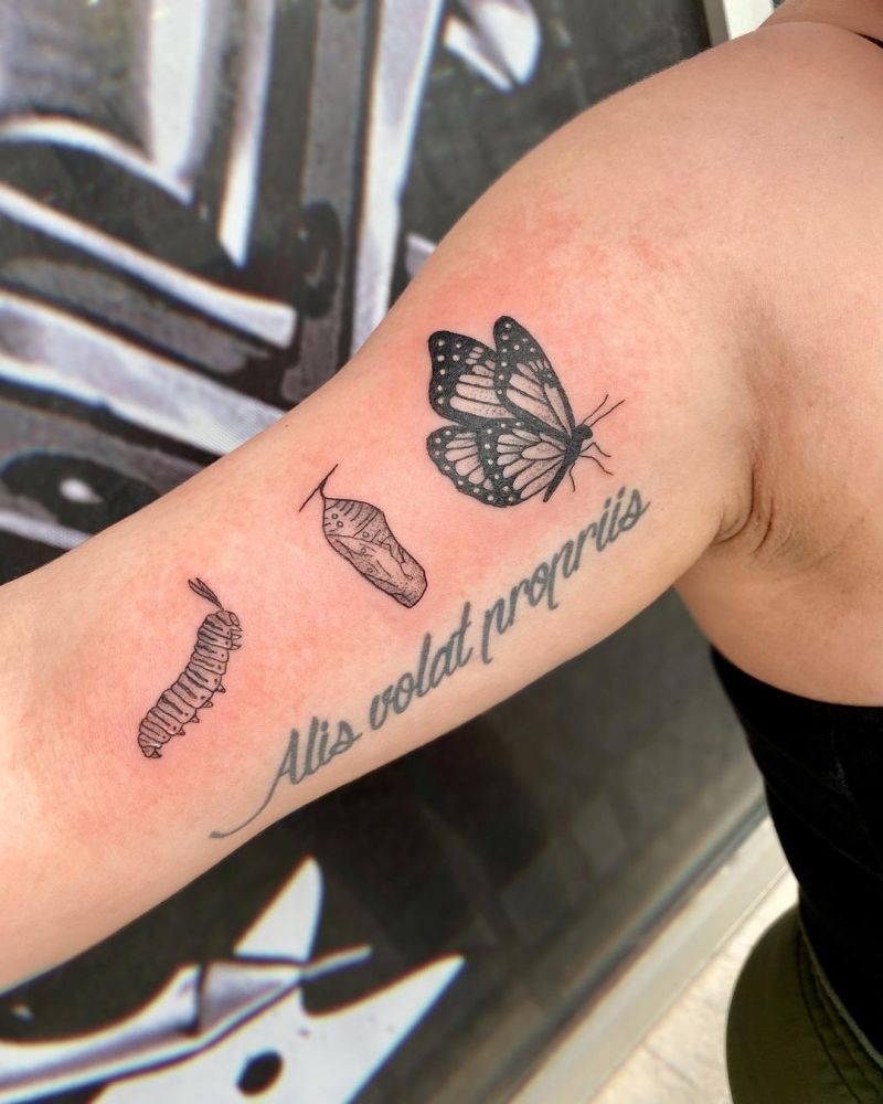 30 Pretty Caterpillar Tattoos You Will Love