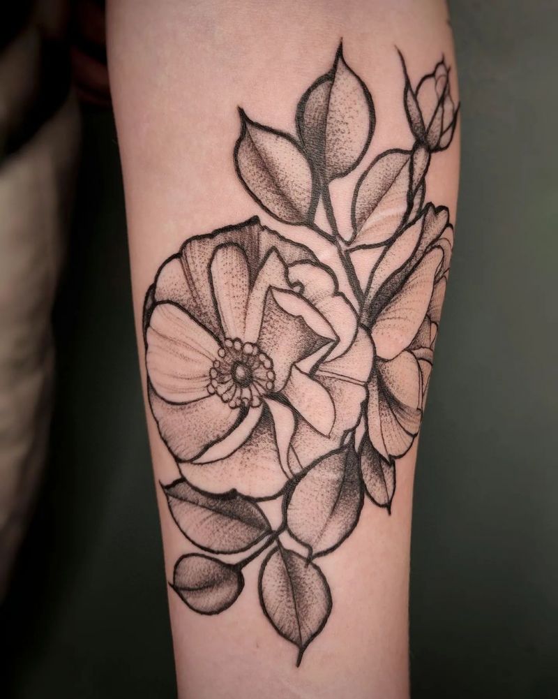 30 Unique Wild Rose Tattoos to Inspire You