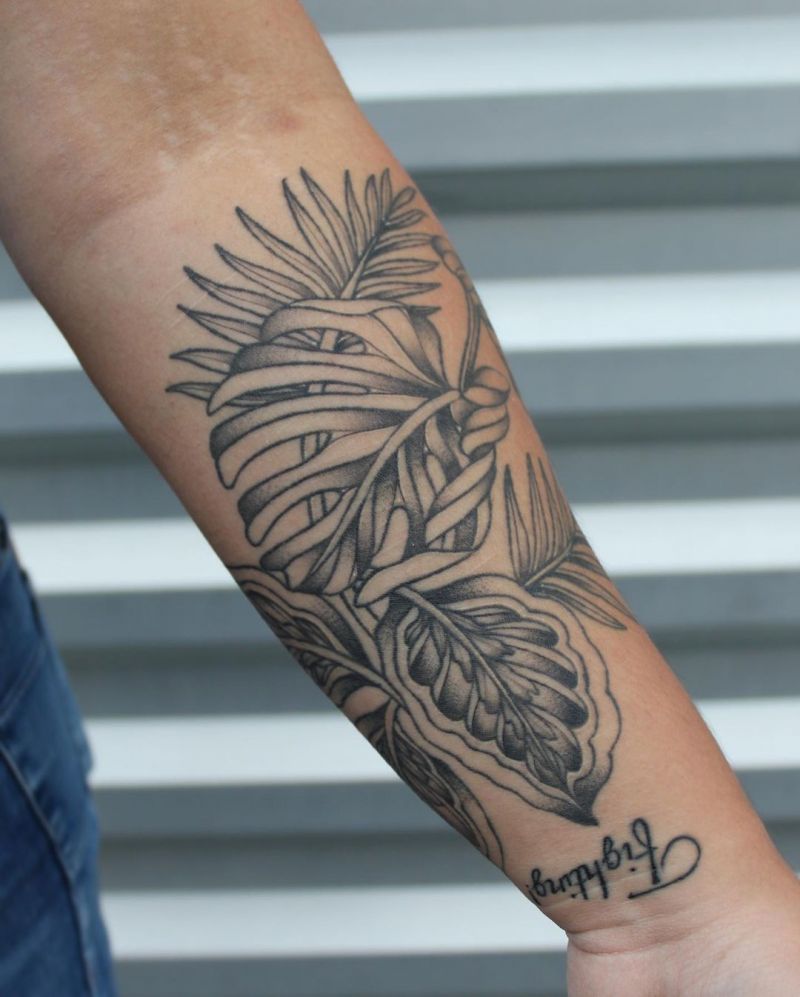 30 Unique Monstera Tattoos You Must Love