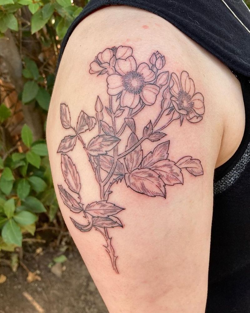 30 Unique Wild Rose Tattoos to Inspire You