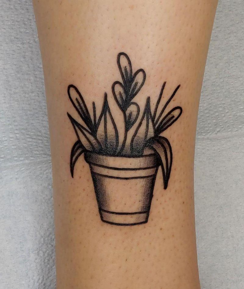 30 Unique Potted Plant Tattoos For Your Next Ink