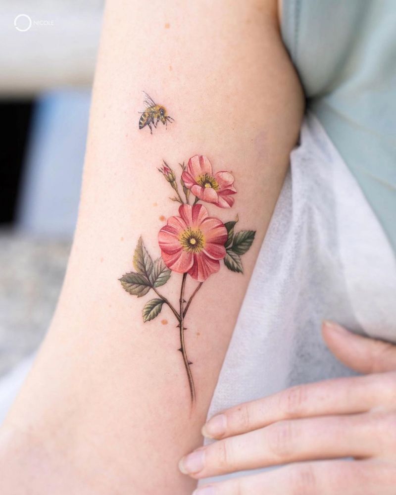 30 Unique Wild Rose Tattoos to Inspire You