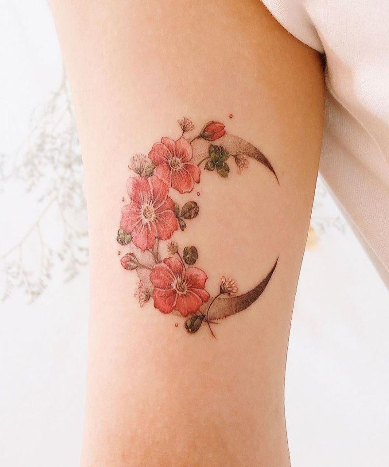 30 Pretty Moon Flower Tattoos You Will Love