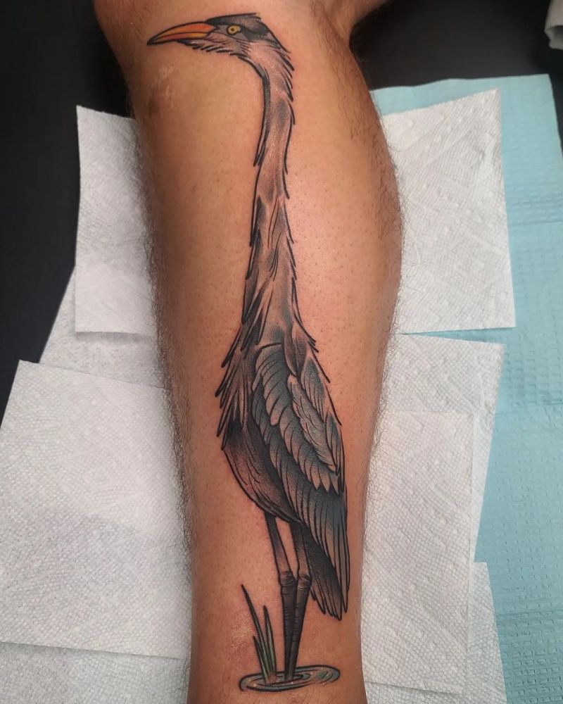 30 Pretty Blue Heron Tattoos You Must Love