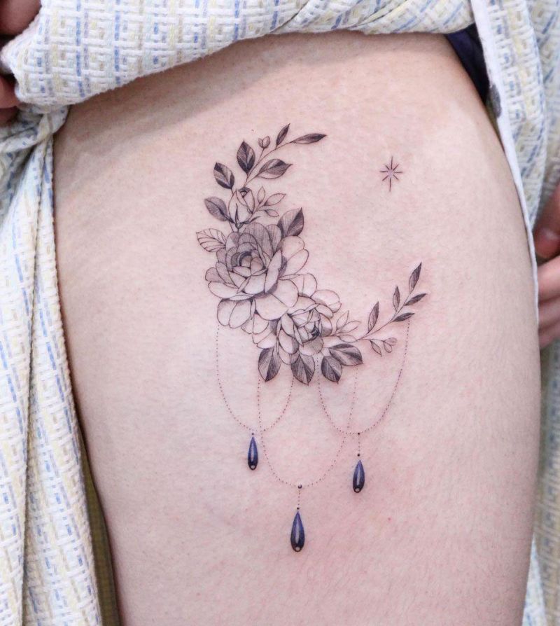 30 Pretty Moon Flower Tattoos You Will Love