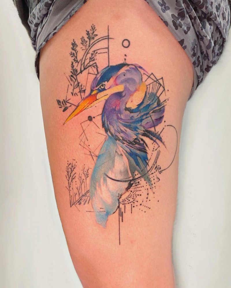 30 Pretty Blue Heron Tattoos You Must Love