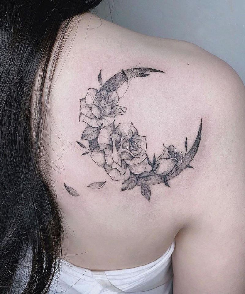 30 Pretty Moon Flower Tattoos You Will Love